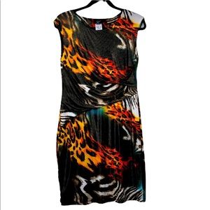 Libra Figure Flattering Metalic Animal Dress SZ M Party Cocktail Statement Dress